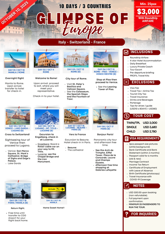 Glimpse of Europe $2950